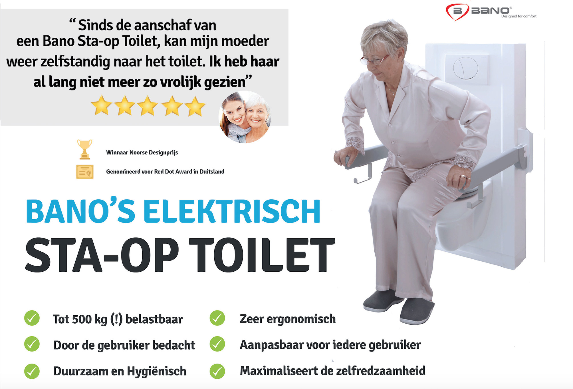 Elektrisch sta-op toilet - Bano Zorgbadkamers